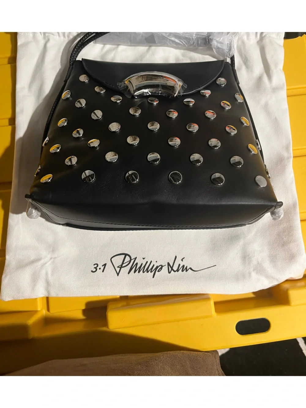 3.1 Phillip Lim ID Petite Soft 100% Lamb Leather Shoulder Bag with Studs